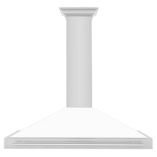 ZLINE 48" White Matte Range Hood, Stainless Steel Handle KB4SNX-WM-48