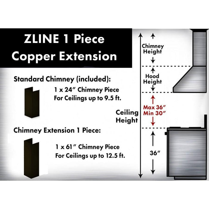 ZLINE 5' Chimney Extension for Ceilings up to 12.5', 8667B - E - Farmhouse Kitchen and Bath