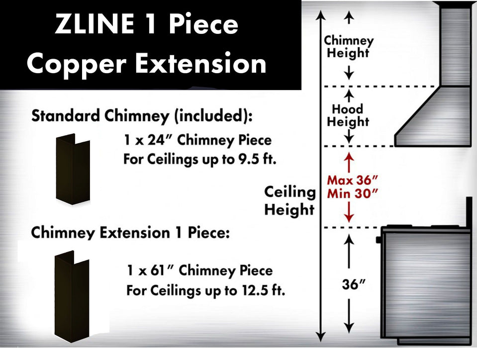 ZLINE 5 Ft. Chimney Extension For Ceilings Up To 12.5 Ft. 8KBB - E - Farmhouse Kitchen and Bath