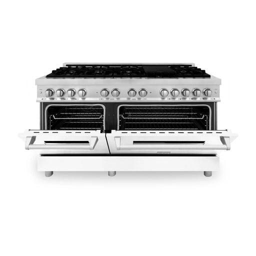 ZLINE 60" 7.4 cu. ft. Dual Fuel Range with Gas Stove and Electric Oven in Stainless Steel and White Matte Door, RA - WM - 60 - Farmhouse Kitchen and Bath