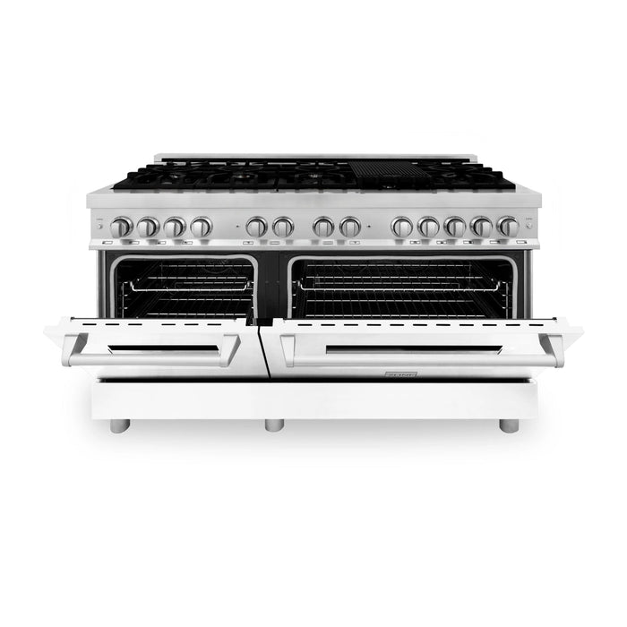 ZLINE 60" 7.4 cu. ft. Dual Fuel Range with Gas Stove and Electric Oven in Stainless Steel and White Matte Door, RA - WM - 60 - Farmhouse Kitchen and Bath