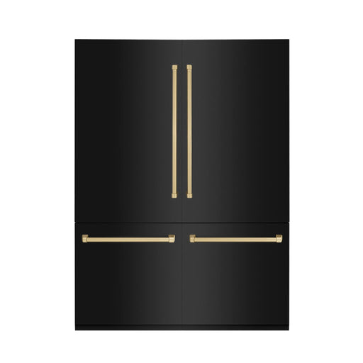 ZLINE 60" Autograph 32.2 cu. ft. 4 - Door French Door Fridge Water/Ice Dispenser Black Stainless Steel Champagne Bronze Accents RBIVZ - BS - 60 - CB - Farmhouse Kitchen and Bath