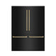 ZLINE 60" Autograph 32.2 cu. ft. 4-Door French Door Fridge Water/Ice Dispenser Black Stainless Steel Champagne Bronze Accents RBIVZ-BS-60-CB