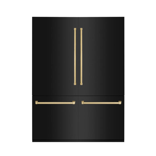 ZLINE 60" Autograph 32.2 cu. ft. 4 - Door French Door Fridge Water/Ice Dispenser Black Stainless Steel Gold Accents RBIVZ - BS - 60 - G - Farmhouse Kitchen and Bath