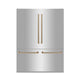 ZLINE 60" Autograph 32.2 cu. ft. 4-Door French Door Fridge Water/Ice Dispenser Stainless Steel Gold Accents RBIVZ-304-60-G