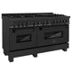 ZLINE 60" Dual Fuel Range, Black Stainless, Brass Burners, RAB-60