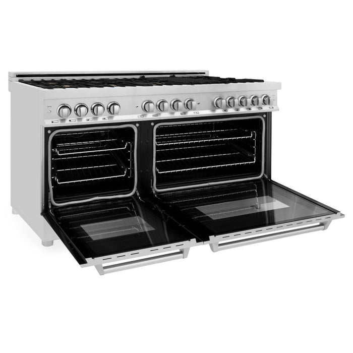 ZLINE 60" Dual Fuel Range In Stainless Steel, Brass Burners, RA - BR - 60 - Farmhouse Kitchen and Bath