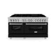ZLINE 60" Dual Fuel Range Snow Stainless, Black Matte Door, RAS-BLM-60