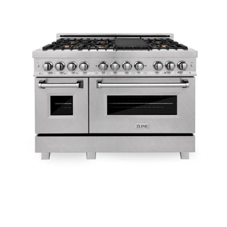 ZLINE 60" Dual Fuel Range, Snow Stainless, Brass Burners, RAS-SN-BR-60