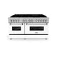 ZLINE 60" Dual Fuel Range Snow Stainless, White Matte Door, RAS-WM-60