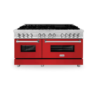 ZLINE 60" Professional Dual Fuel Range with Red Gloss Door, RA-RG-60