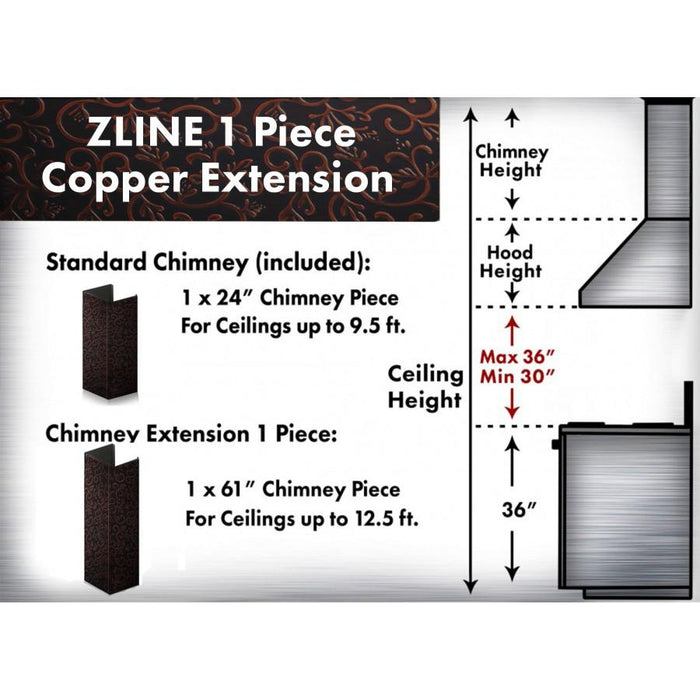 ZLINE 61" Extended Chimney and Crown, 8KBH - E - Farmhouse Kitchen and Bath