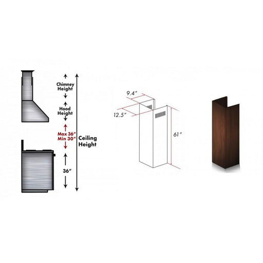 ZLINE 61" Wooden Chimney Extension for Ceilings up to 12.5', KBAR - E - Farmhouse Kitchen and Bath