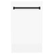 ZLINE Autograph 18" Dishwasher White Door, Black Handle DWVZ-WM-18-MB