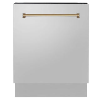 ZLINE Autograph 24" Dishwasher Stainless Door, Champagne Bronze Handle DWVZ-304-24-CB