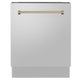 ZLINE Autograph 24" Dishwasher Stainless Door, Champagne Bronze Handle DWVZ-304-24-CB