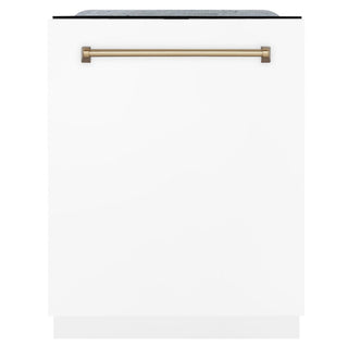 ZLINE Autograph 24" Dishwasher, White Door, Bronze DWMTZ-WM-24-CB