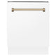 ZLINE Autograph 24" White Door Dishwasher, Bronze Handle DWVZ-WM-24-CB