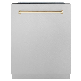 ZLINE Autograph Edition 24" Dishwasher DuraSnow, Gold DWMTZ-SN-24-G