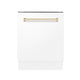 ZLINE Autograph White Door 24" Dishwasher, Gold Handle DWVZ-WM-24-G