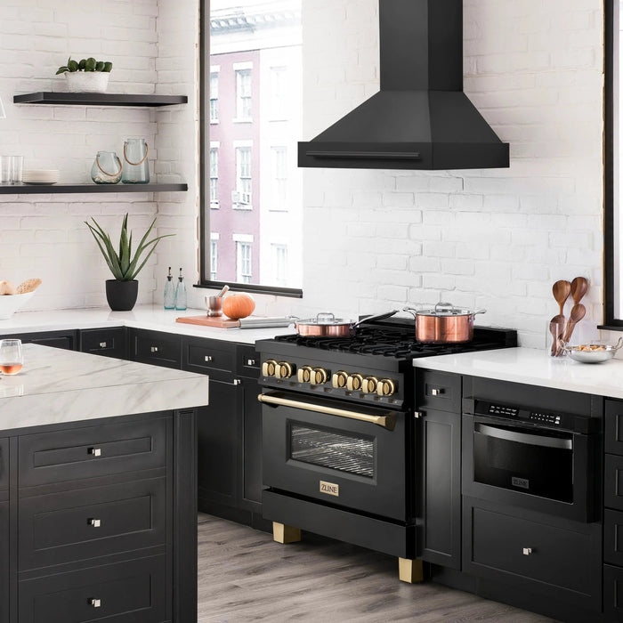 ZLINE Black Stainless Steel Range Hood with Black Stainless Steel Handle - BS655 - 30 - BS - Farmhouse Kitchen and Bath