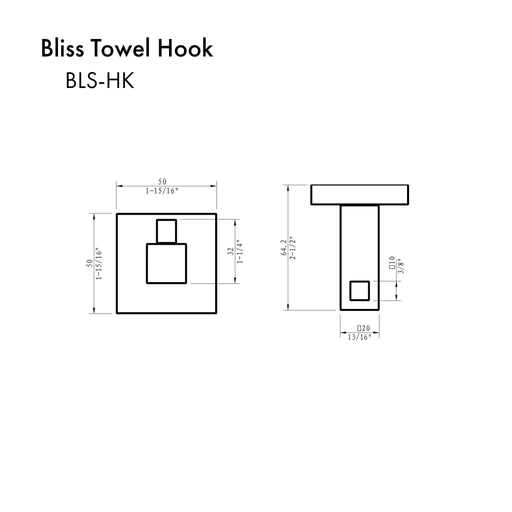 ZLINE Bliss Towel Hook BLS - HK - BN - Farmhouse Kitchen and Bath