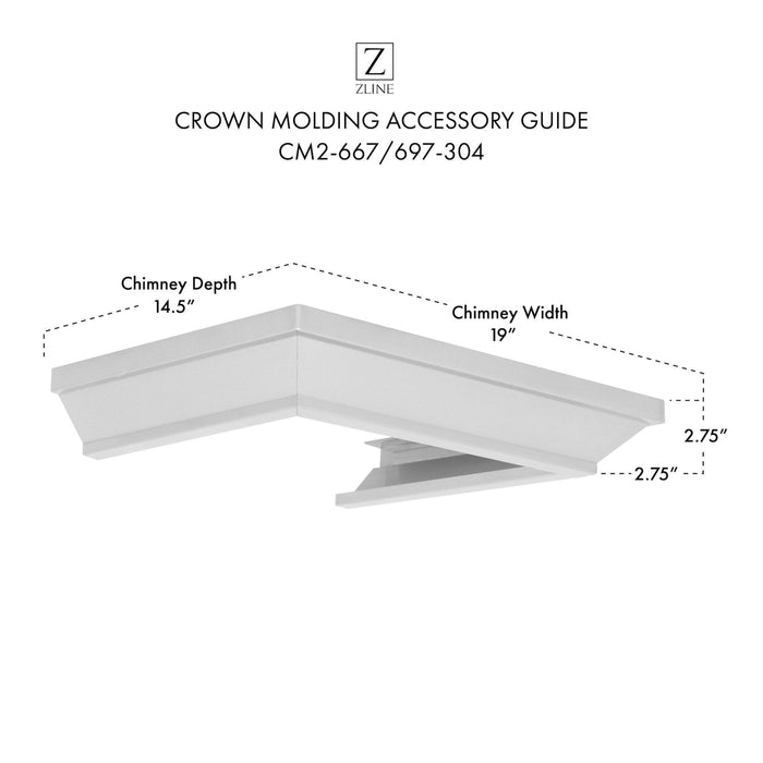 ZLINE Crown Molding #2 for Wall Range Hood, CM2 - 667/697 - 304 - Farmhouse Kitchen and Bath