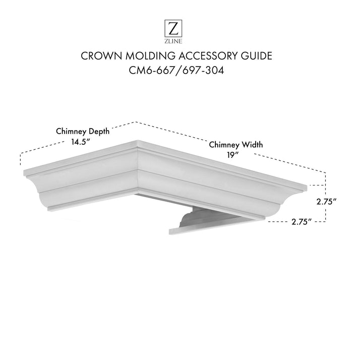 ZLINE Crown Molding Profile 6 Wall Mount RangeHood CM6 - 667/697 - 304 - Farmhouse Kitchen and Bath