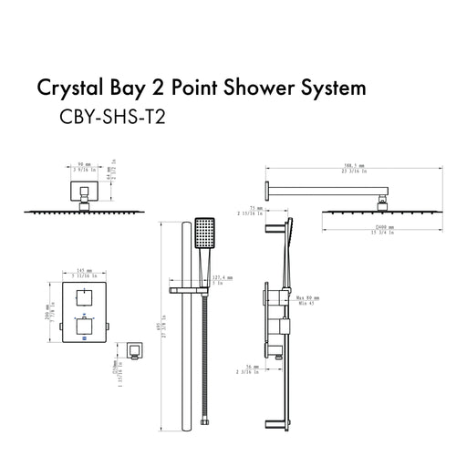 ZLINE Crystal Bay Thermostatic Shower System CBY - SHS - T2 - CB - Farmhouse Kitchen and Bath