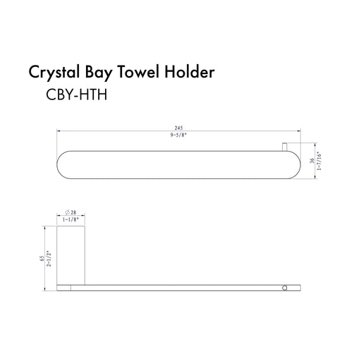 ZLINE Crystal Bay Towel Holder CBY - HTH - BN - Farmhouse Kitchen and Bath