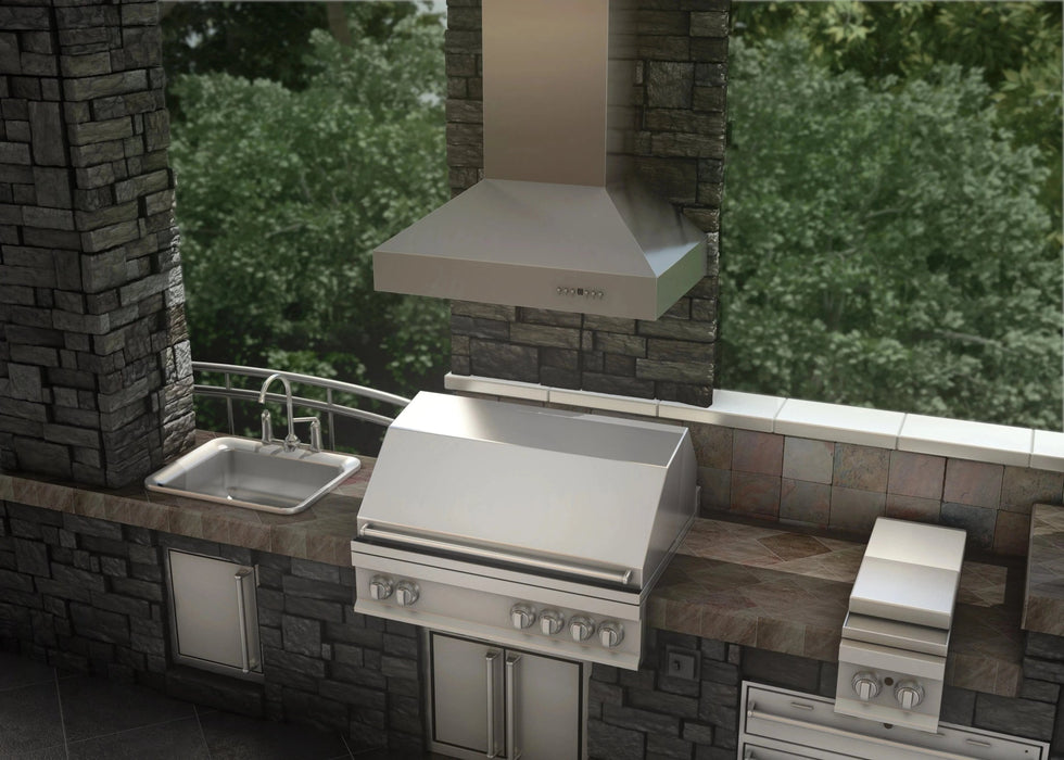 ZLINE Ducted Wall Mount Range Hood in Outdoor Approved Stainless Steel 697 - 304 - 36 - Farmhouse Kitchen and Bath