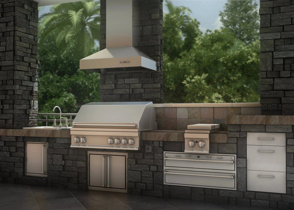 ZLINE Ducted Wall Mount Range Hood in Outdoor Approved Stainless Steel 697 - 304 - 42 - Farmhouse Kitchen and Bath