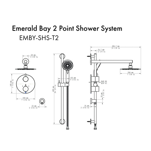 ZLINE Emerald Bay Thermostatic Shower System EMBY - SHS - T2 - CH - Farmhouse Kitchen and Bath