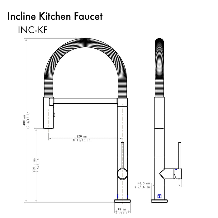 ZLINE Incline Kitchen Faucet INC - KF - BN - Farmhouse Kitchen and Bath