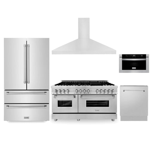 ZLINE Kitchen Package Refrigerator, Range , Range Hood , Microwave, Dishwasher 5KPR - RARH60 - MWDWV - Farmhouse Kitchen and Bath