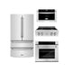 ZLINE Kitchen Package Refrigerator, Rangetop, Wall Oven, Microwave 4KPR-RT30-MWAWS
