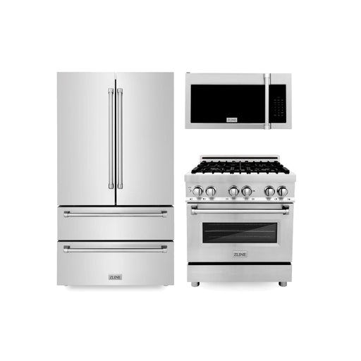 ZLINE Kitchen Package with Refrigerator, Range, Microwave, 3KPR - RAOTRH30 - Farmhouse Kitchen and Bath