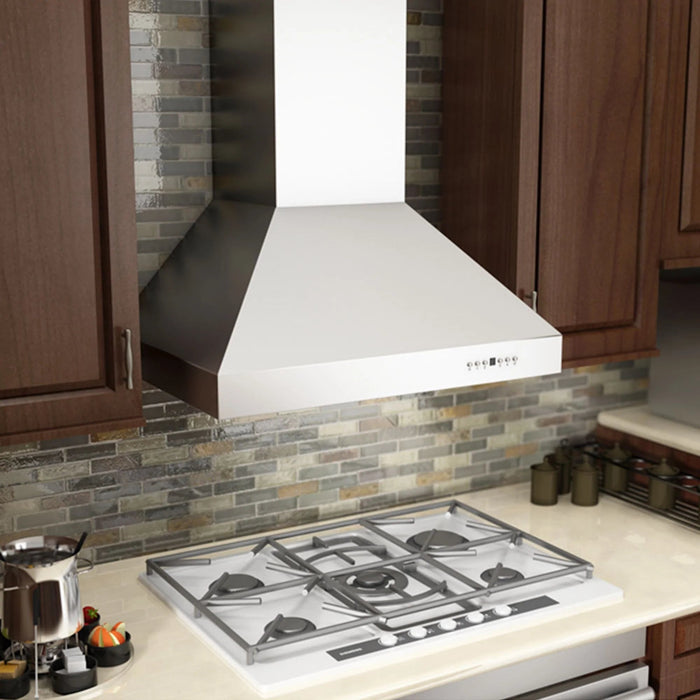 ZLINE Professional Convertible Vent Wall Mount Range Hood in Stainless Steel with Crown Molding 667CRN - 30 - Farmhouse Kitchen and Bath