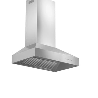 ZLINE Professional Convertible Vent Wall Mount Range Hood in Stainless Steel with Crown Molding 667CRN-36