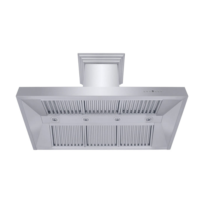 ZLINE Professional Convertible Vent Wall Mount Range Hood in Stainless Steel with Crown Molding 667CRN - 42 - Farmhouse Kitchen and Bath