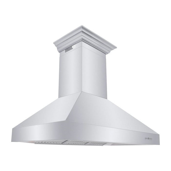 ZLINE Professional Convertible Vent Wall Mount Range Hood in Stainless Steel with Crown Molding 667CRN - 48 - Farmhouse Kitchen and Bath