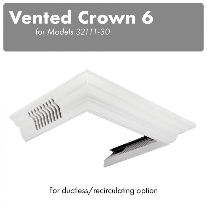 ZLINE Vented Crown Molding Profile 6 for Wall Mount Range Hood CM6V - 300T - Farmhouse Kitchen and Bath