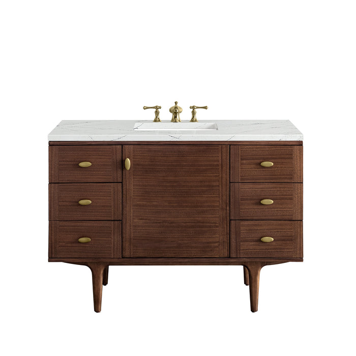 James Martin Amberly 48" Dual Mount Single Bathroom Vanity, Mid-Century Walnut