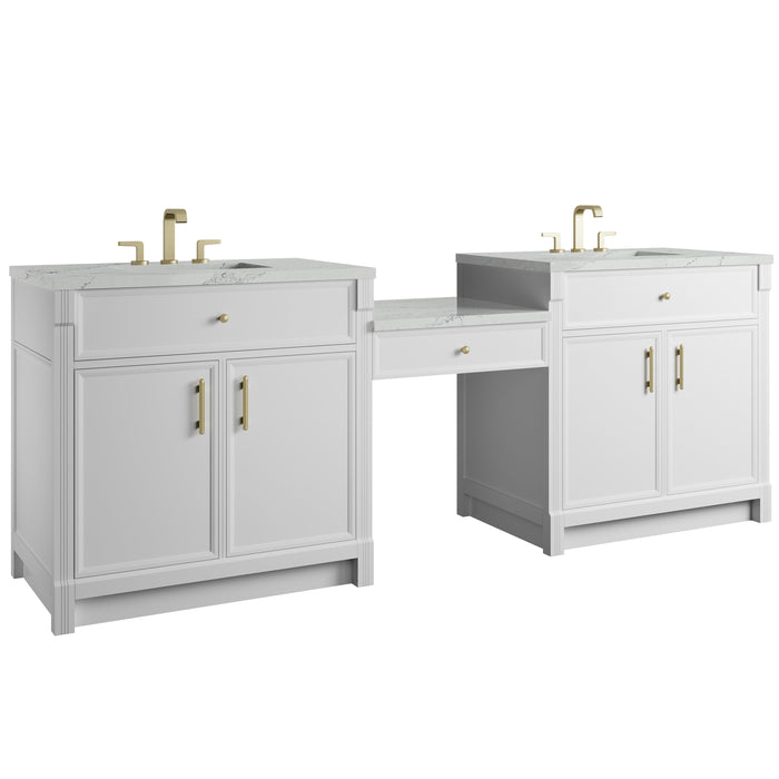 James Martin Bellshire 96" Double Bathroom Vanity, Bright White