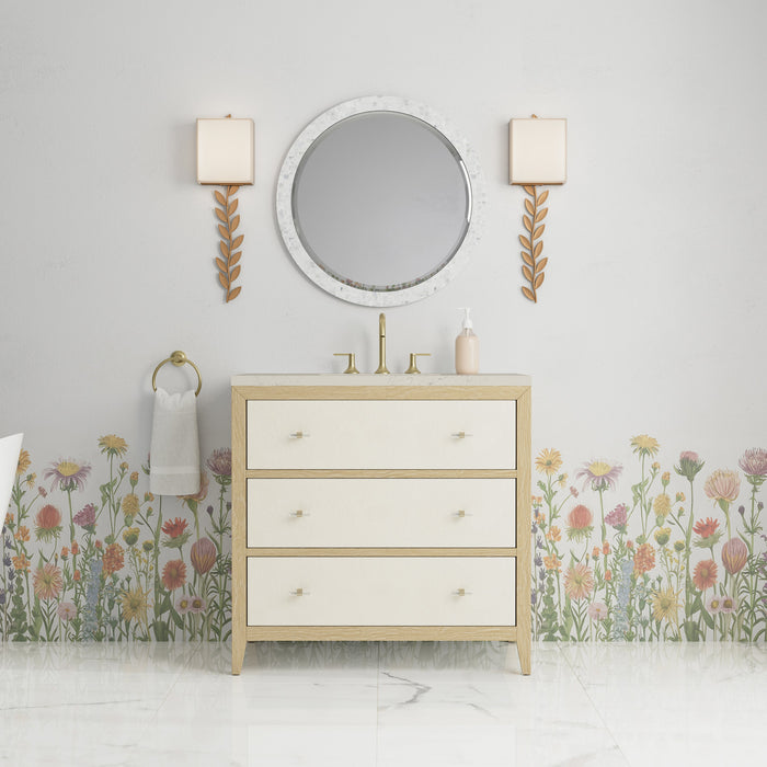 James Martin Celeste 36" Single Bathroom Vanity, Sunwashed Oak with Embossed Shagreen Drawer Fronts