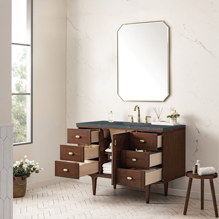James Martin Amberly 48" Dual Mount Single Bathroom Vanity, Mid-Century Walnut