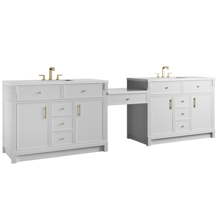 James Martin Bellshire 120" Double Bathroom Vanity, Bright White