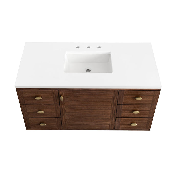 James Martin Amberly 48" Dual Mount Single Bathroom Vanity, Mid-Century Walnut