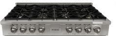 Forté 48 in. Natural Gas Stovetop 8 Sealed Burners Stainless Steel FGRT488 - Farmhouse Kitchen and Bath