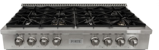 Forté 48 in. Natural Gas Stovetop 8 Sealed Burners Stainless Steel FGRT488 - Farmhouse Kitchen and Bath